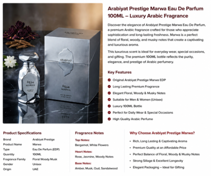 Arabiyat Prestige Marwa Eau De Parfum 100ML