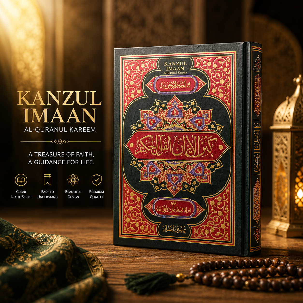 Kanzul Iman Al-Quranul Kareem premium Quran with decorative Islamic cover Kanzul Iman Al-Quranul Kareem premium Quran with decorative Islamic cover